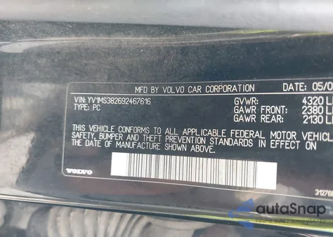 2009 Volvo S40 2.4I из США, поврежденный, VIN YV1MS382692467616